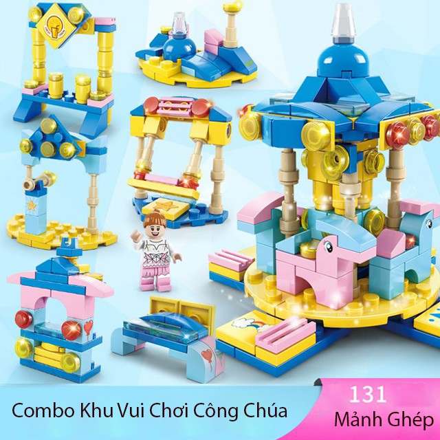 [FREESHIP❤️] Combo Xếp Hình Cửa Hàng Và Cung Điện Công Chúa Dành Cho Bé 427 Mảnh Ghép Chất Liệu Nhựa ABS An Toàn