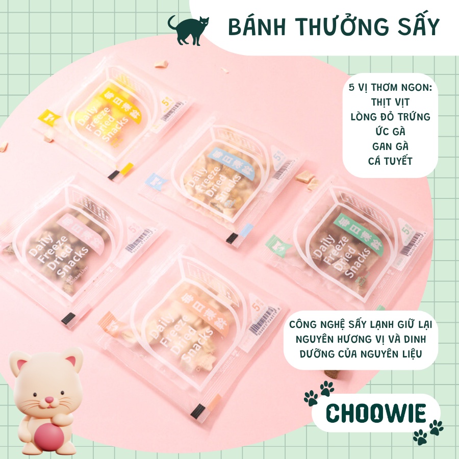 Bánh thưởng SẤY LẠNH 5 gram nhiều hương vị siêu ngon | Snack cho mèo