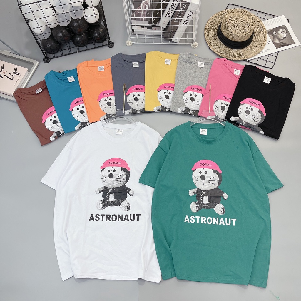 Áo thun Unisex Hàn họa tiết DoremonAstronaut Freesize từ 50-75kg