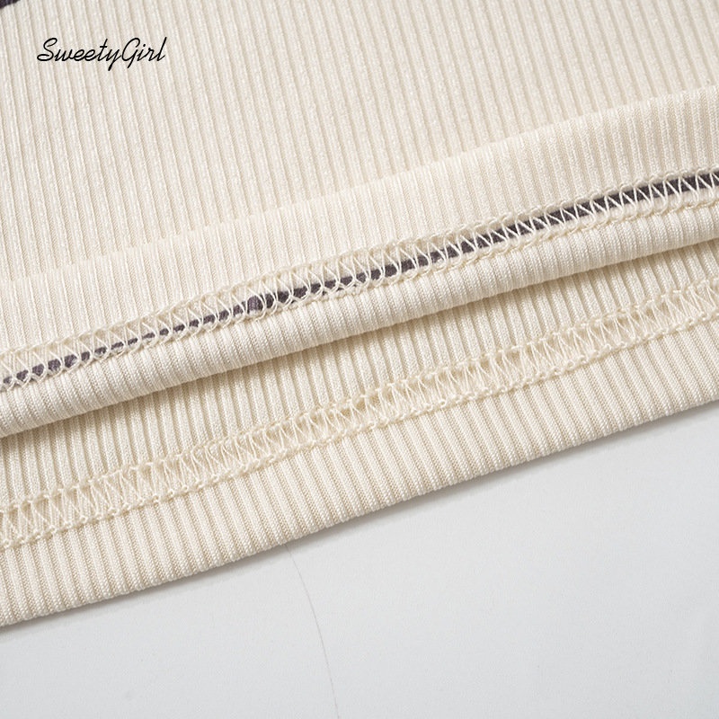 MsMona Áo Thun Tay Dài Cổ Tròn Dáng Ôm In Họa Tiết Hoạt Hình Phối Màu Tương Phản Thời Trang 2022 Cho Nữ