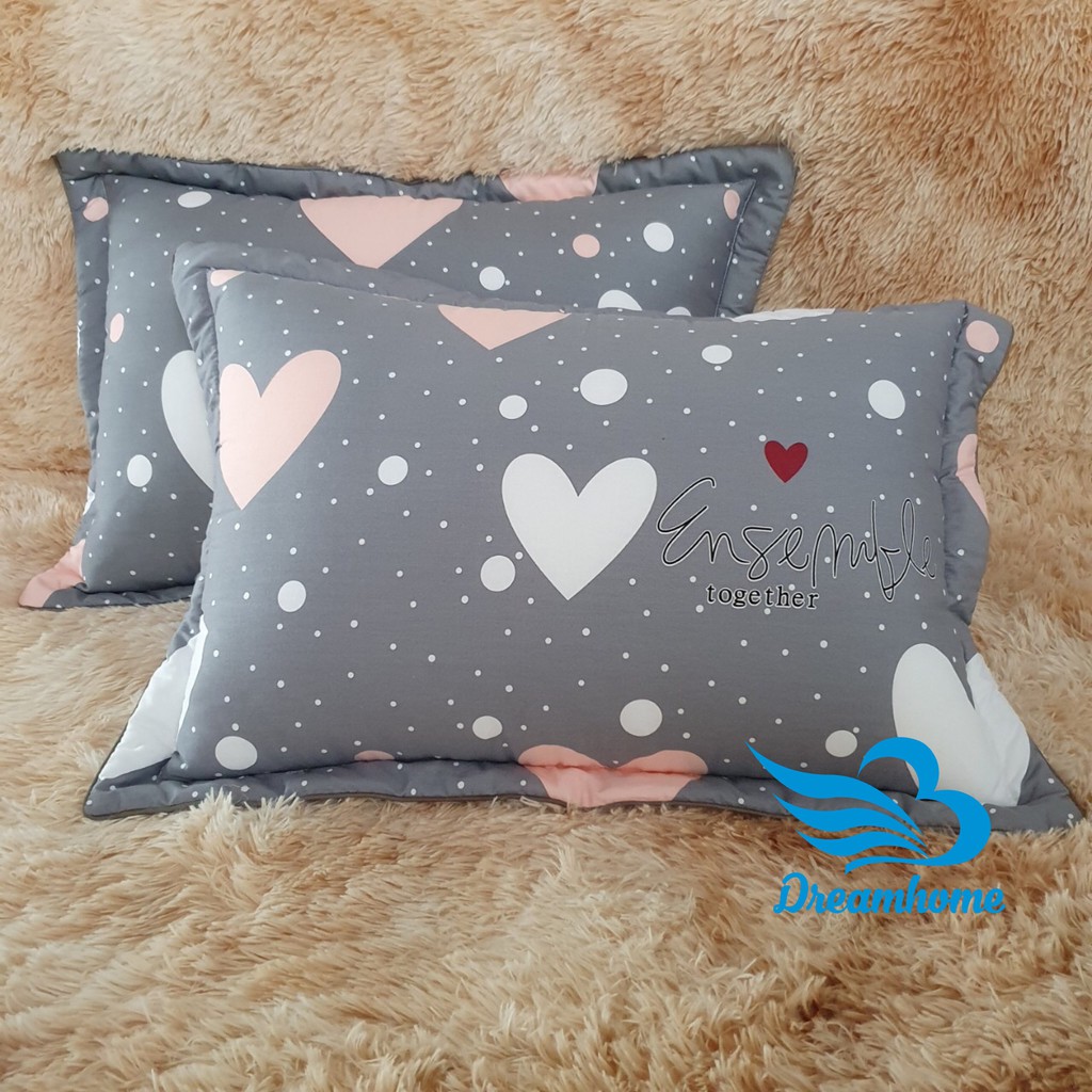 Vỏ gối nằm cotton 100% 45x65 có trần bông đẹp cao cấp khóa kéo Dreamhomebedding (1 đôi)