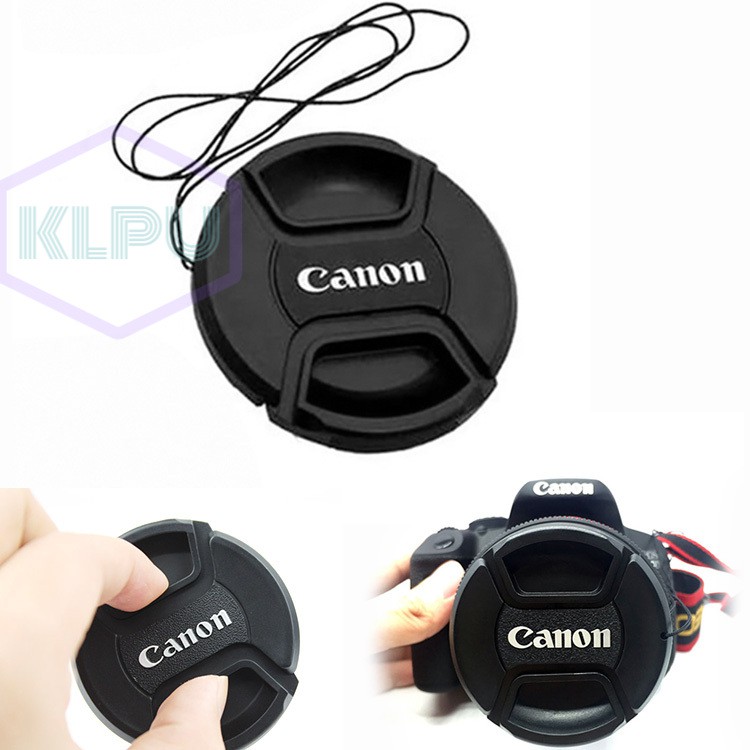 Nắp đậy ống kính chụp hình có dây đeo chống thất lạc cho Canon 49mm/52mm/55mm/58mm