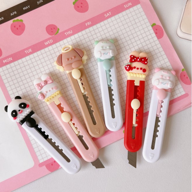 Dao rọc giấy mini hình thú đáng yêu, dụng cụ cắt giấy họa tiết hoạt hình nhiều màu