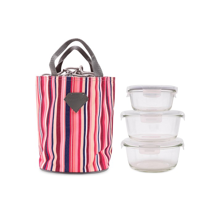 Bộ Lock&Lock 870ml, 870ml, 380ml 3 hộp thủy tinh và túi giữ nhiệt