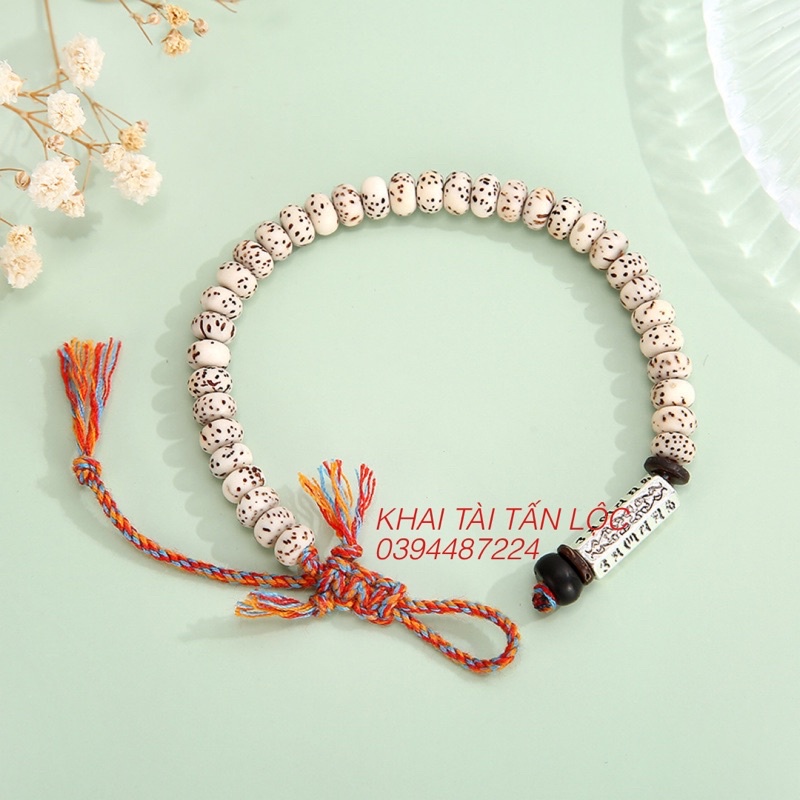 Vòng tay Bồ đề tinh Nguyệt dây ngũ sắc khắc Ommani cát tường