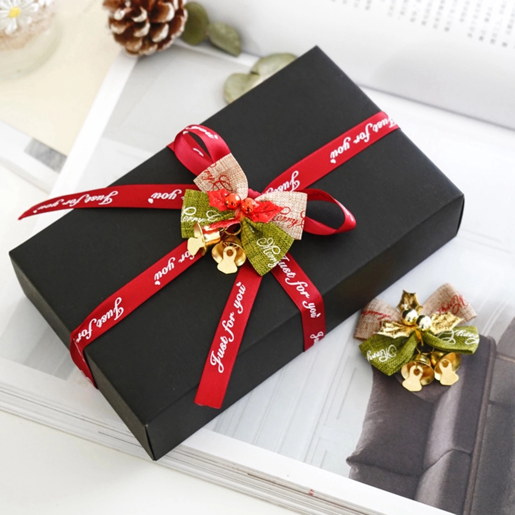 Set 4 Nơ Kèm Chuông Nhỏ Xinh Trang Trí Cây Thông Giáng Sinh Năm Mới