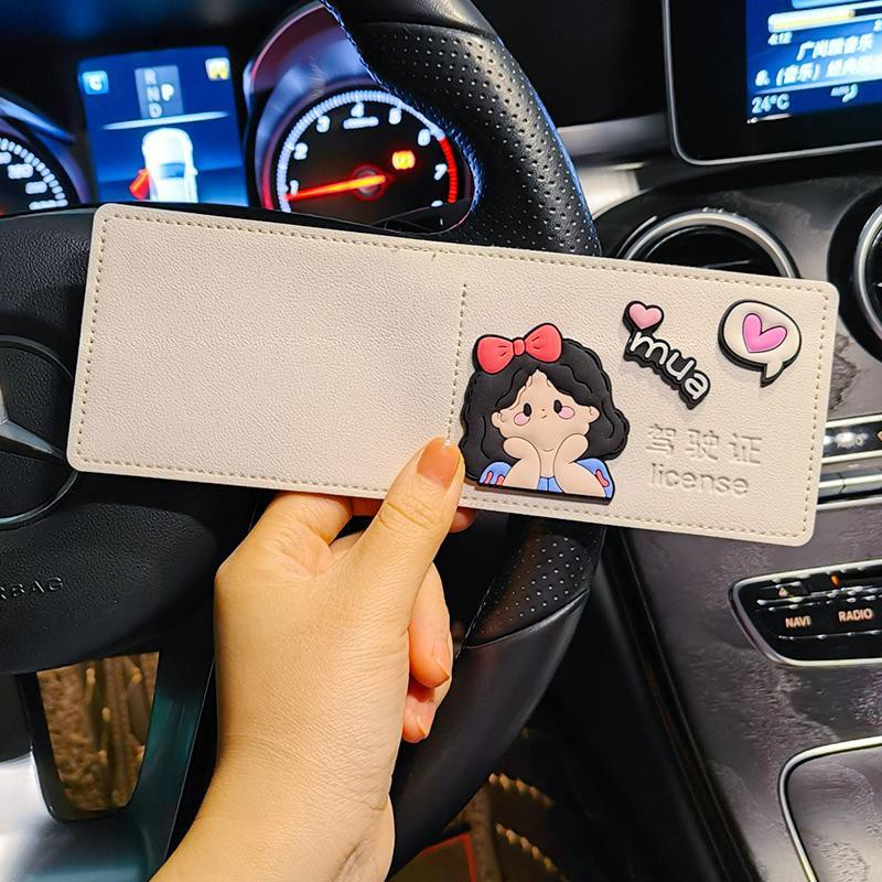 Ví da đựng bằng lái xe nhiều họa tiết tùy chọn phong cách đáng yêu hai trong một tiện dụng cho nữ