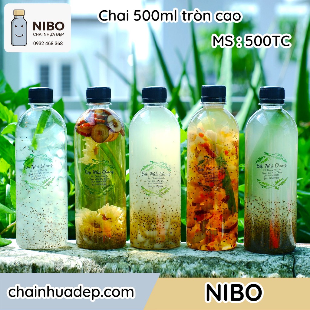 Chai nhựa 500ml tròn cao chuyên đựng trà sữa, nước ép