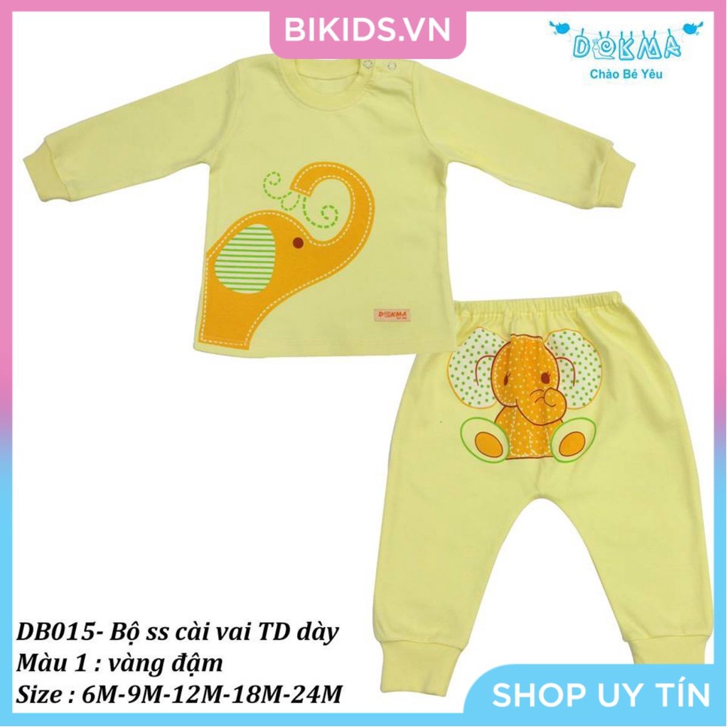 XẢ KHO - Bộ cài vai dài tay chất cotton dày cho bé 6-12 tháng tuổi DB015
