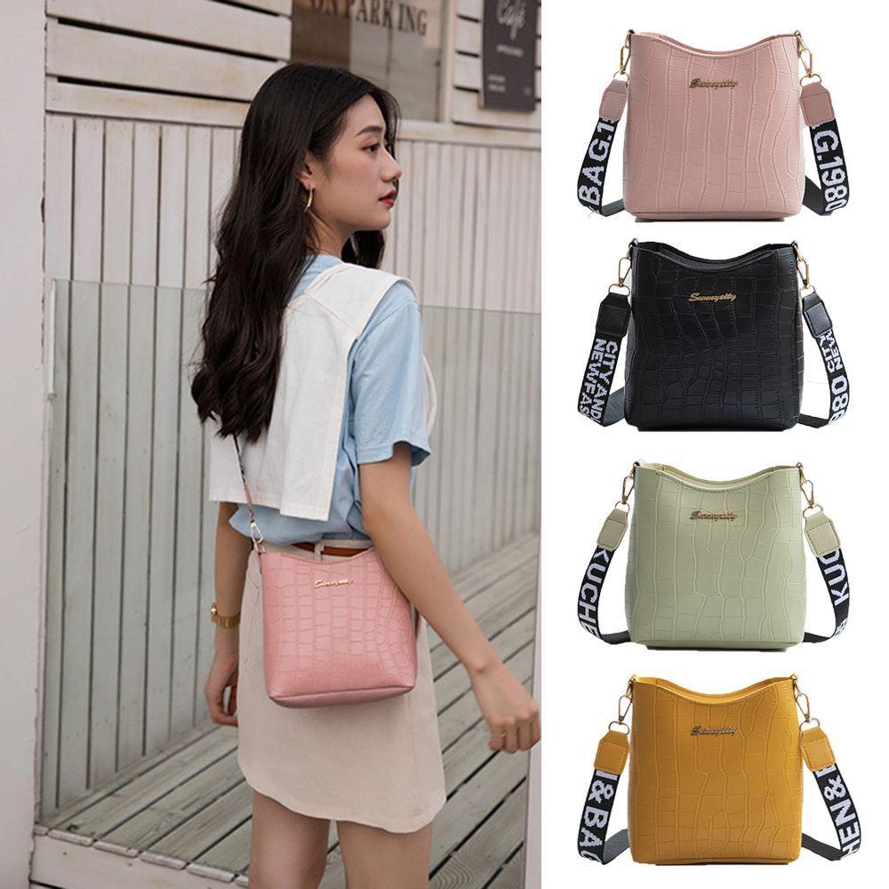 Túi Bucket Đeo Chéo Họa Tiết Da Cá Sấu Thời Trang Cho Nữ