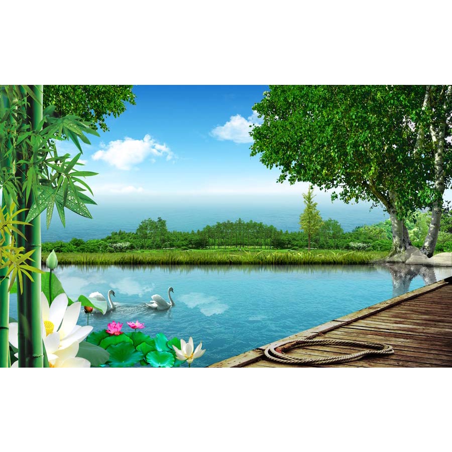 Tranh dán tường phòng khách thiên nhiên tạo cảm giác lãng mạn có kèm phụ kiện