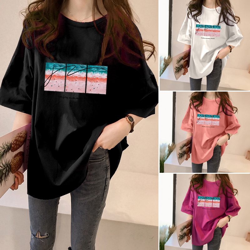 NRVP Áo Thun Ngắn Tay Dáng Rộng Thời Trang Mùa Hè 2021 Cho Nữ