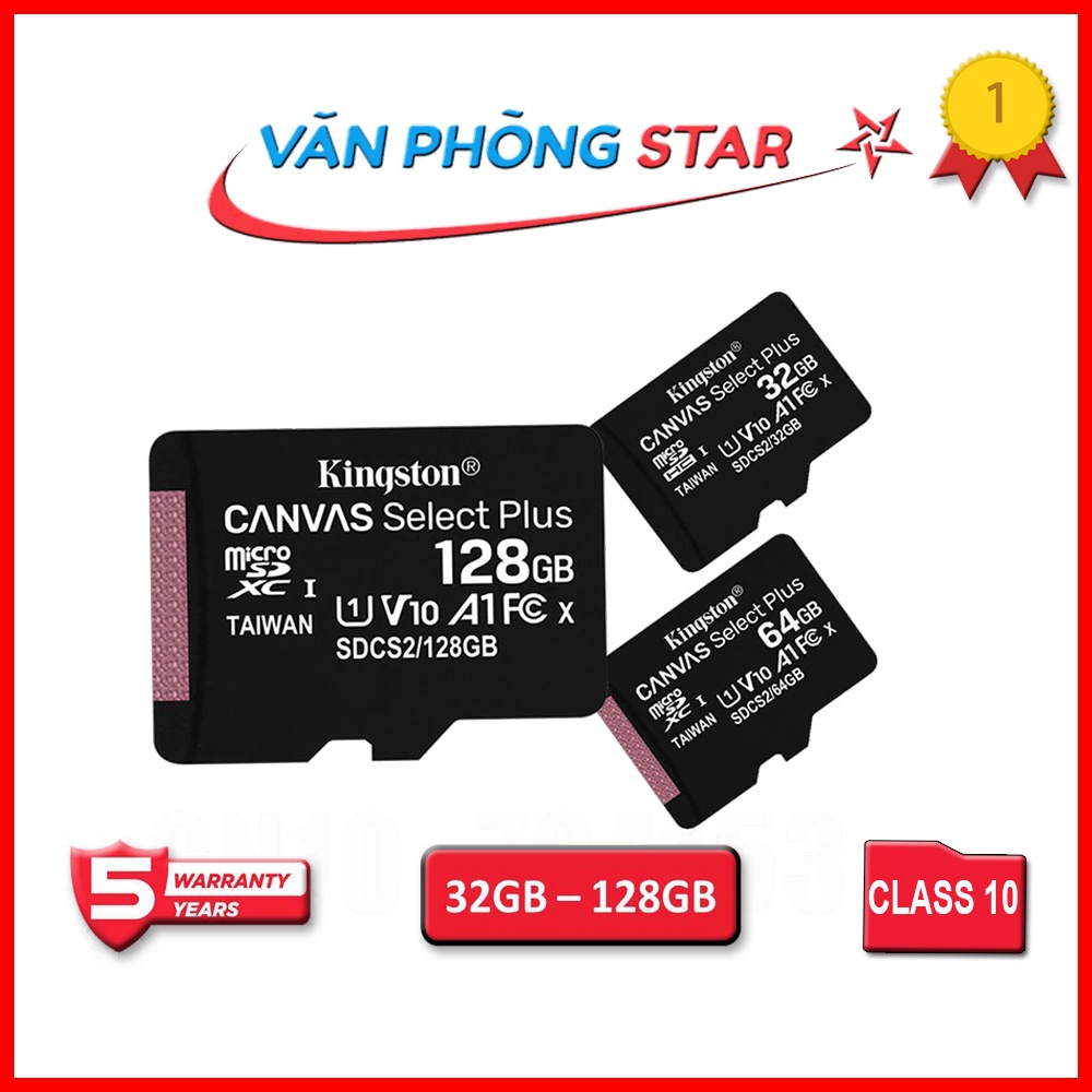 Thẻ nhớ class 10 kingston Canvas Select Plus microSD 100R A1 C10 Card + ADP CHÍNH HÃNG BẢO HÀNH