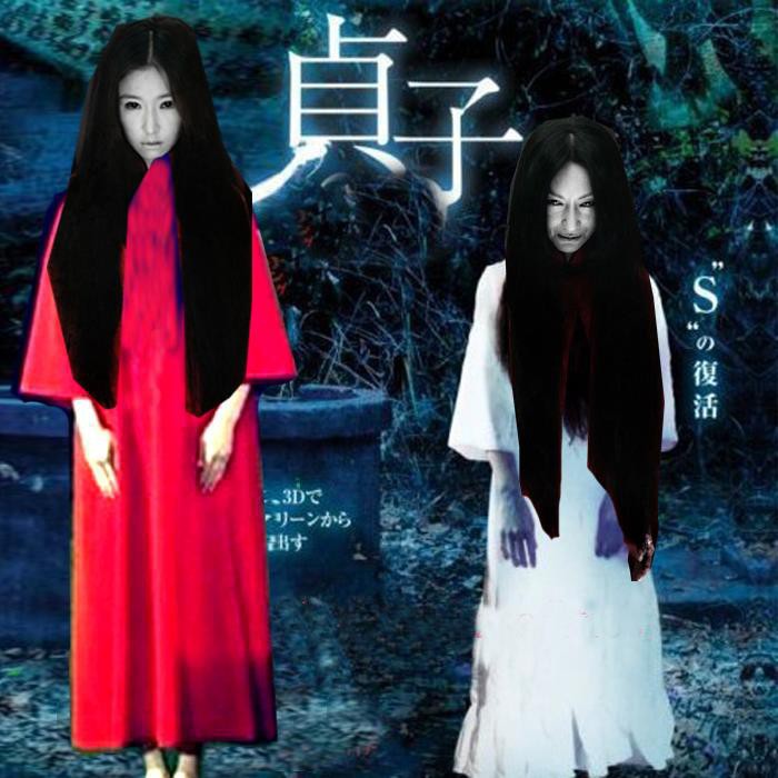 Halloween Costume Trang phục Zombie đỏ Trắng Cosplay Nữ Ma Sadako Quần áo Cô dâu