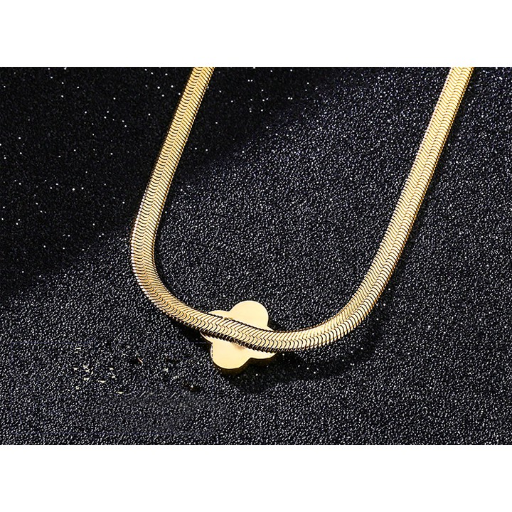 DÂY CHUYỀN TITAN MÌ DẸP MẶT HOA 4 CÁNH L V TN154 siêu đẹp, bền màu, sang trọng, đẳng cấp hợp thời trang