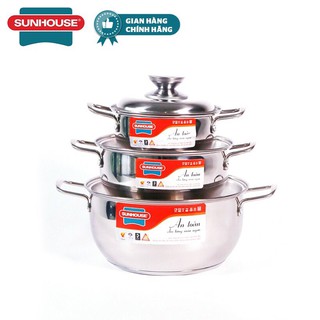 bộ nồi inox Sunhouse 3 đáy 335