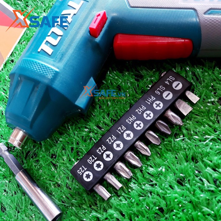 Máy siết vít dùng pin Lithium 4V TOTAL TSDLI0401 Tặng kèm cục sạc 2 giờ, 10 mũi siết vít 25mm, 1 mũi từ [máy bắn vít]