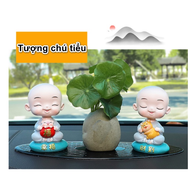 Tượng Chú Tiểu May Mắn Tài Lộc Bình An Trang Trí Bàn Làm Việc