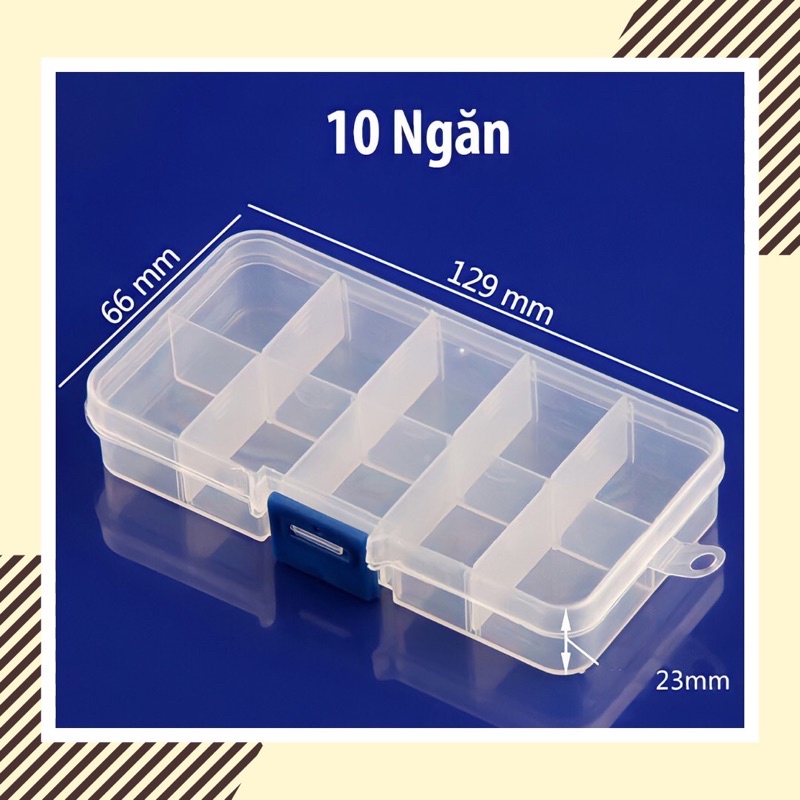 1 cái - Hộp nhựa 10 ngăn đựng tinh thể sưu tầm