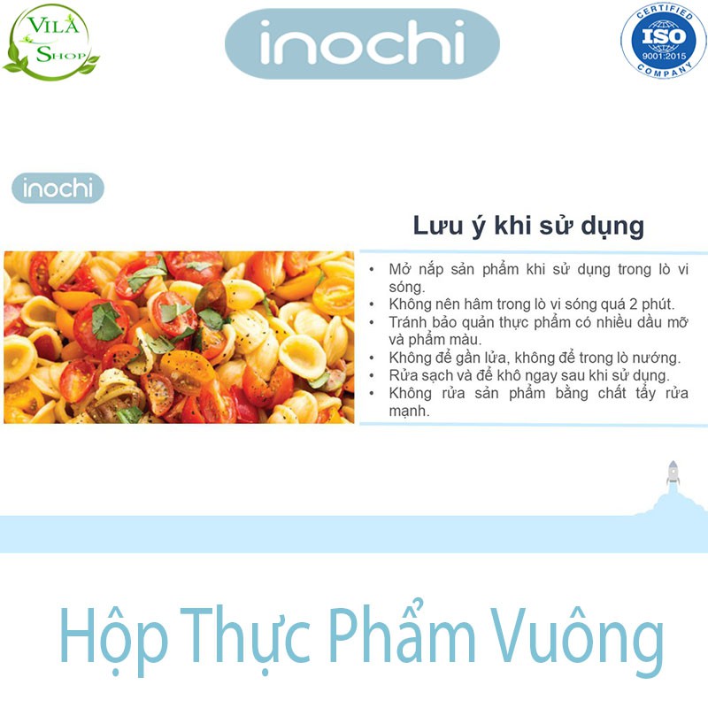 Hộp Đựng Thức ăn, Đựng Thực Phẩm, Bảo Quản Đồ Tươi Hokkaido Hình Vuông inochi Nhựa Cao Cấp Để Tủ Lạnh Giữ Nhiệt