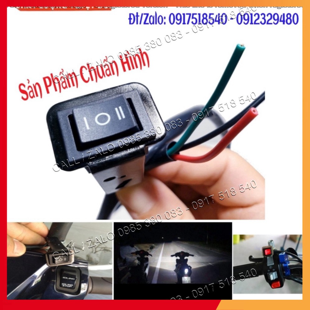 Công Tắc 3 Chế Độ On-Off-On Kèm Pat Gắn Chân Gương Lắp Đèn Trợ Sáng Cho Xe Máy