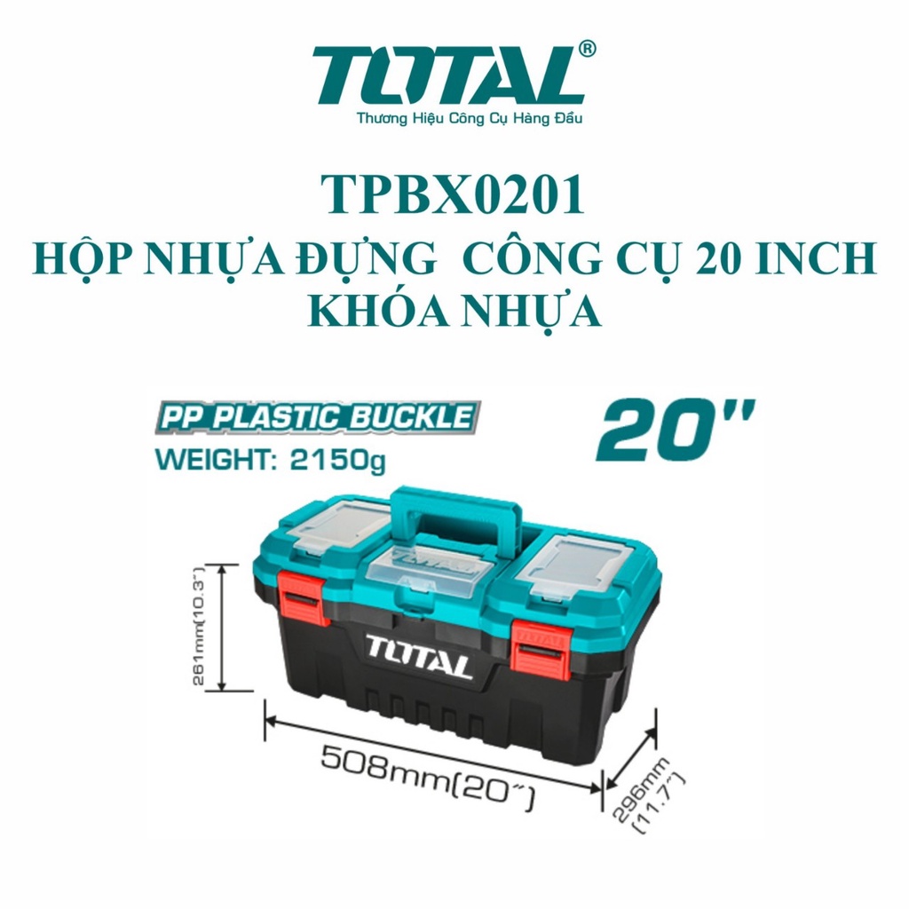 Hộp nhựa đựng công cụ 20inch khóa nhựa Total TPBX0201