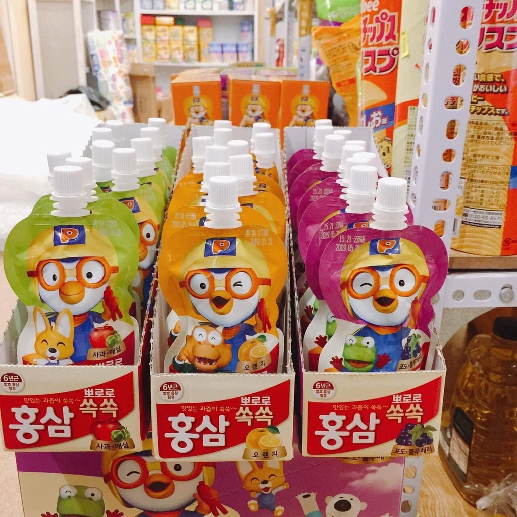 Hộp 10 Túi Nước Hồng Sâm Pororo Paldo Hàn Quốc Các Vị
