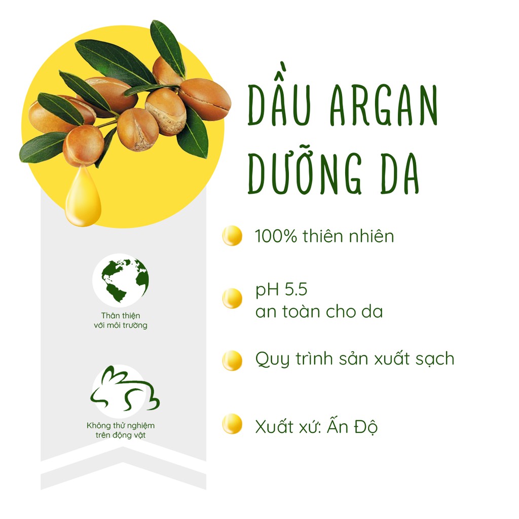 Chai Lăn Dầu Argan giúp giảm da khô chồng lão hóa giảm nếp nhăn giúp tóc giảm gãy rụng PUREVESS 10ml