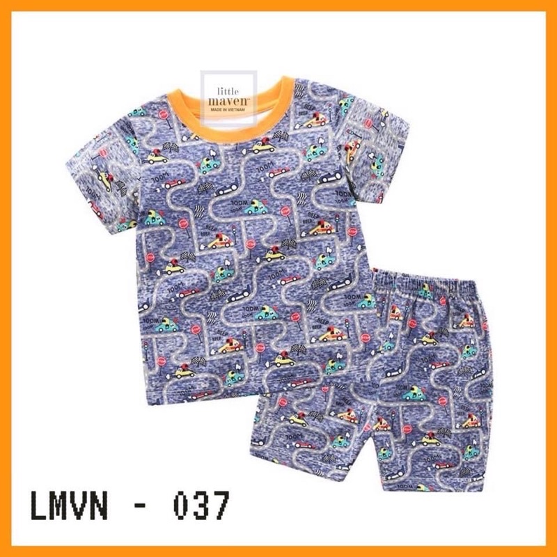Bộ cộc tay Little maven cho bé trai size từ 12-24 cân