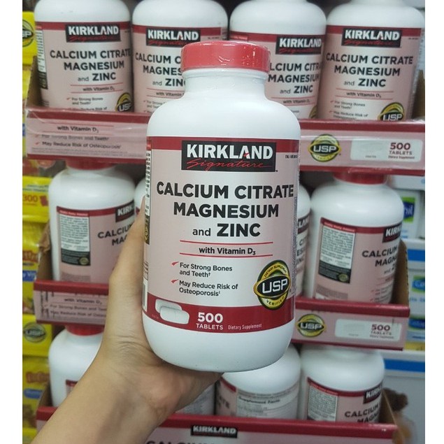 DATE T12.23 Viên Uống Kirkland Calcium Citrate Magnesium &amp; ZinC - 500v - Mỹ