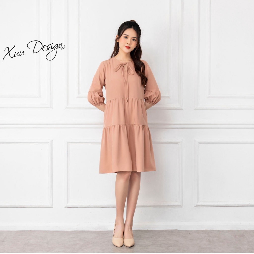 Đầm babydoll XUU tay lỡ, thiết kế phối tầng dáng suông Xuu Design V03 | BigBuy360 - bigbuy360.vn