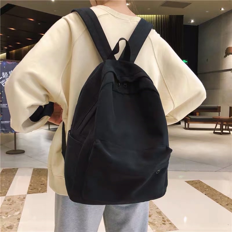 Balo Trơn Ulzzang Hàn Quốc Nam Nữ Thời Trang Basic ( Tặng kèm STICKER )