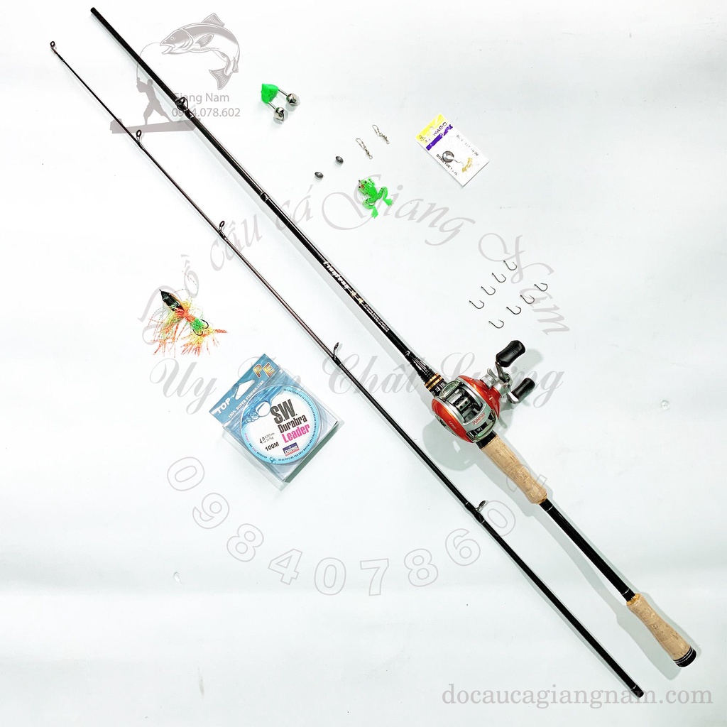Bộ Cần Câu Lure kèm Máy Ngang Yumoshi LV 201 cao cấp tặng phụ kiện. Kích thước: 2m1