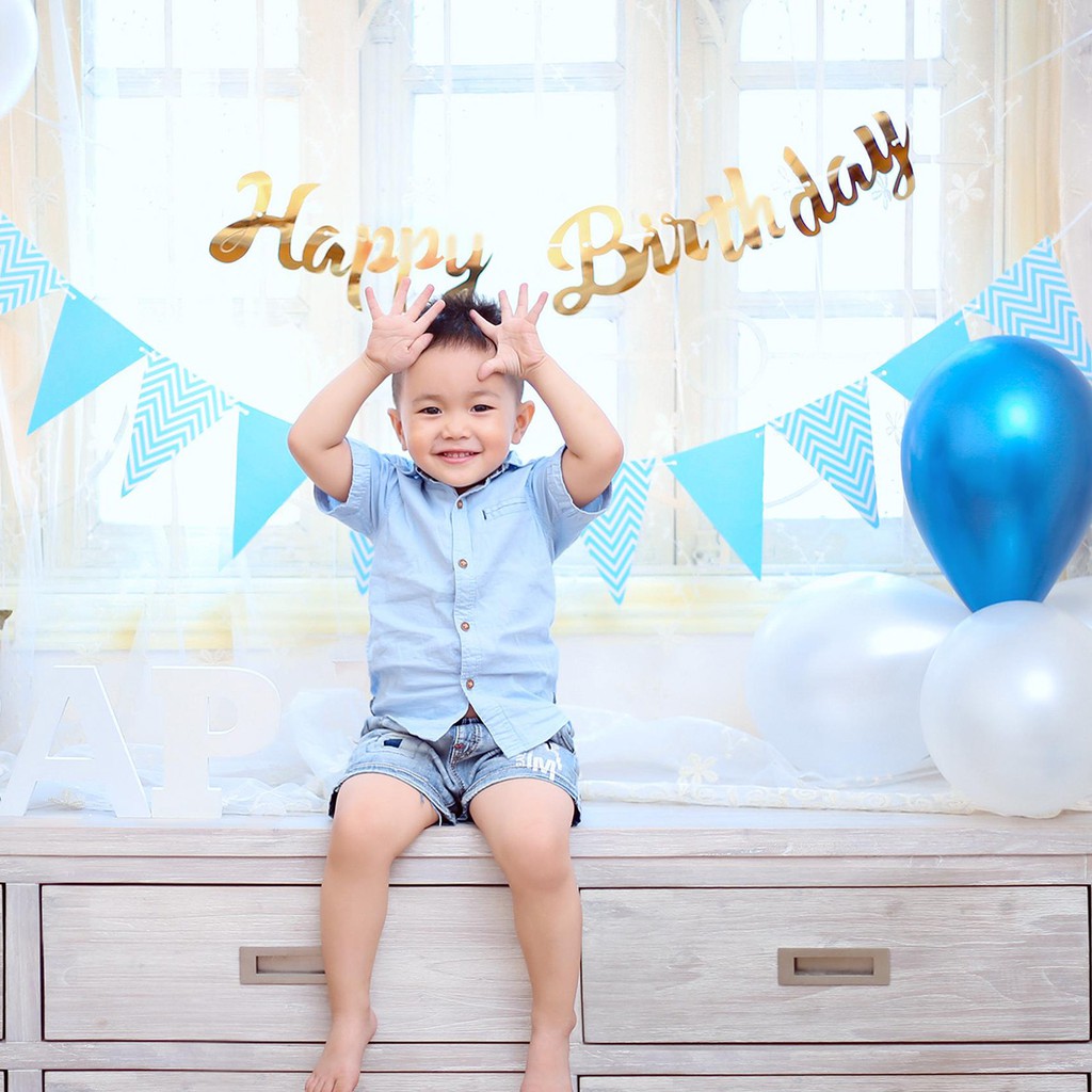 Dây chữ Happy Birthday ép kim vàng trang trí sinh nhật