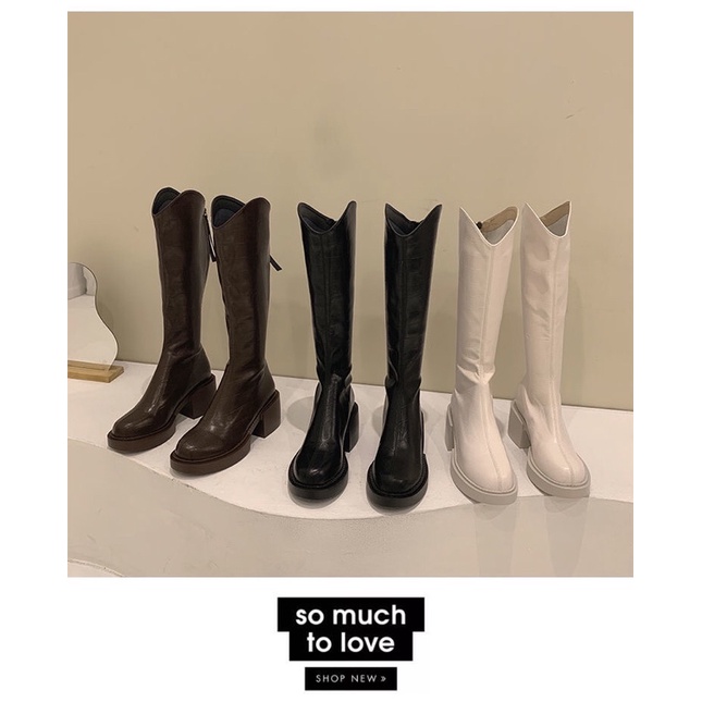 BOOTS cao cổ da nâng để 6,5cm phon cách Hàn quốc