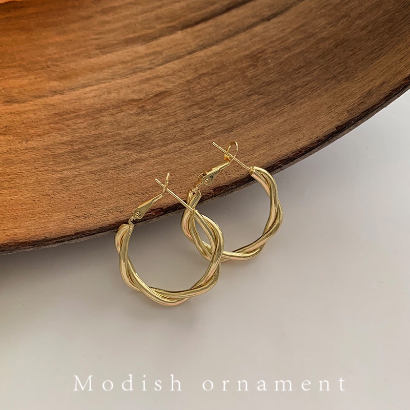 Khuyên Tai Kim Loại Bện Cá Tính Thời Trang Cao Cấp Đơn Giản Cho Nữ