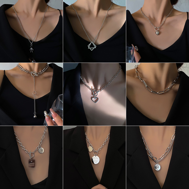 Vòng cổ Mạ Bạc Phong Cách Hip Hop Hàn Quốc Sang Trọng