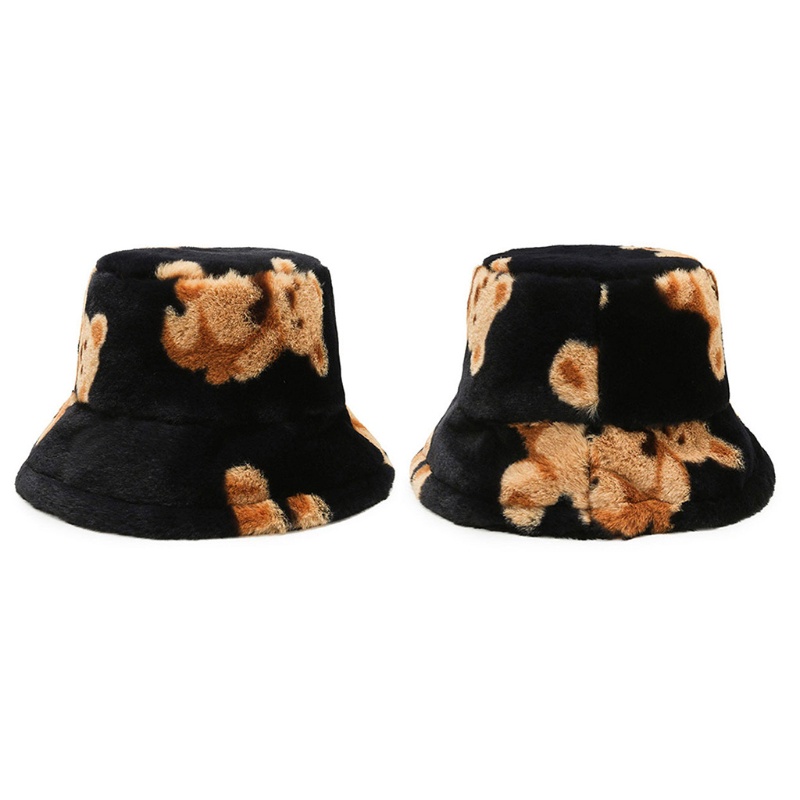 Mũ Tai Bèo Phủ Lông Họa Tiết Chú Gấu Dễ Thương Thời Trang Thu Đông