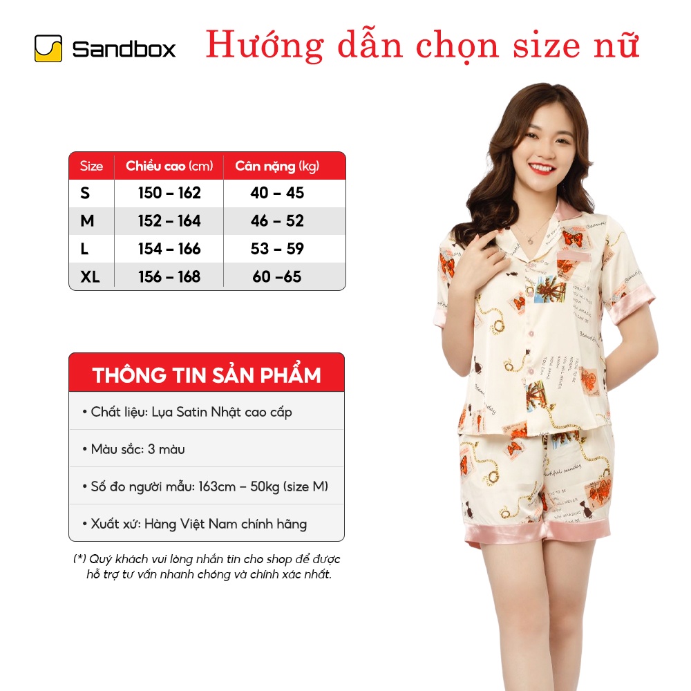 Đồ Bộ Nữ SANDBOX Pijama Quần Đùi, Áo Cộc Tay Chất Lụa Satin Nhật Cao Cấp Thiết Kế Phối Trẻ Trung Mềm Mại(BLD22003)