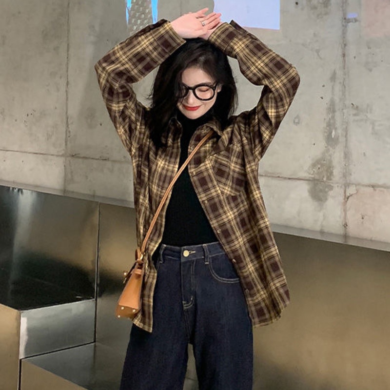 Áo Sơ Mi Caro Tay Dài Thời Trang Retro Cho Nam