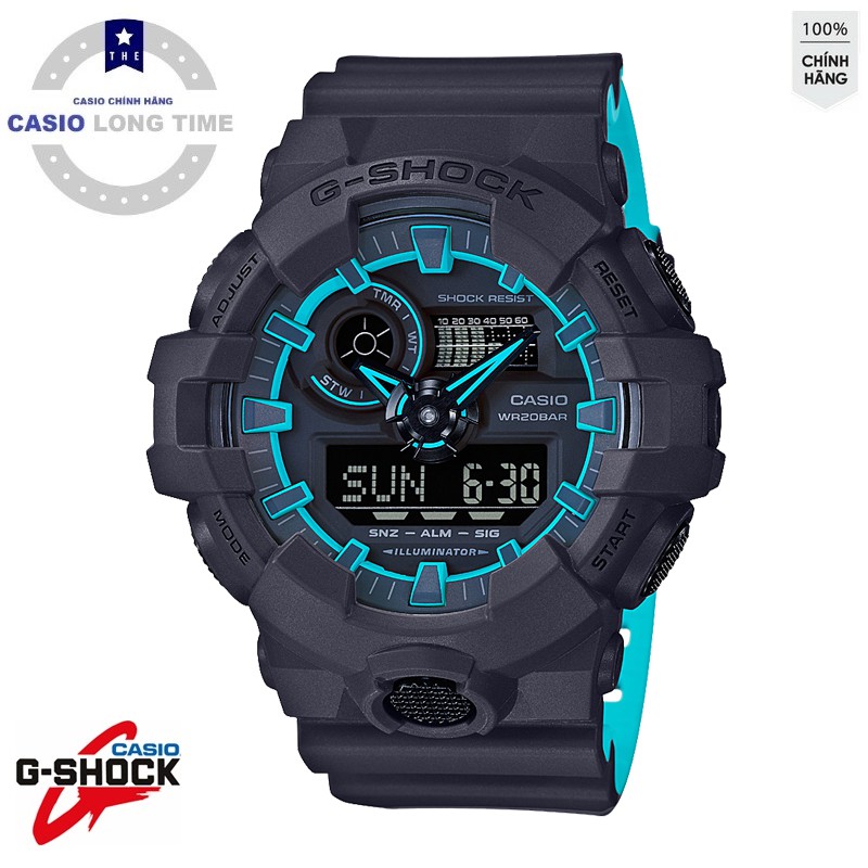 Đồng hồ nam Casio G Shock GA-700SE-1A2DR Layered Neon Color - Dây Hai Màu Phiên Bản Giới Hạn