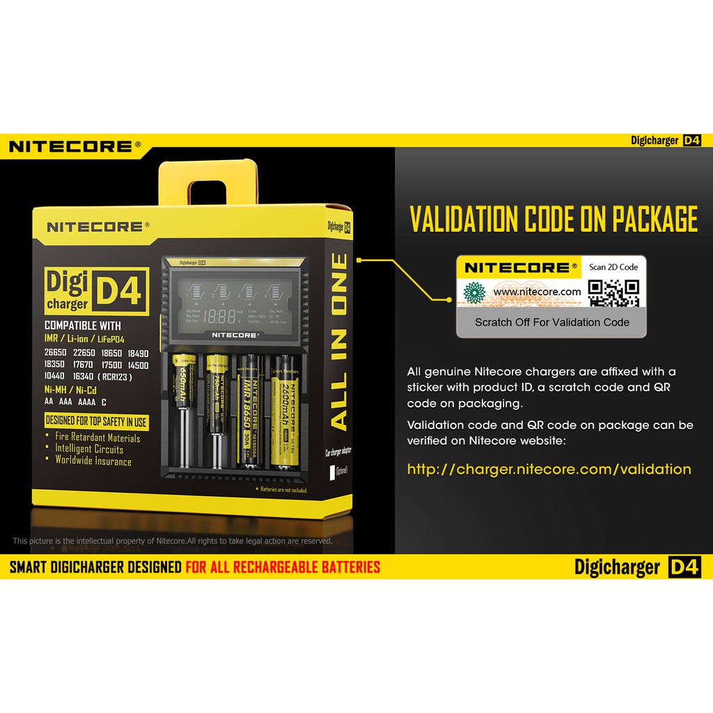 Bộ Sạc Pin Nitecore D4 Dành Cho Pin 18650 14500 16340 26650