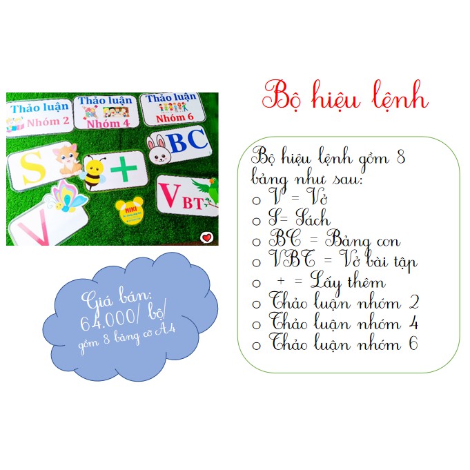 Combo 8 bảng hiệu lệnh hỗ trợ giáo viên lên tiết