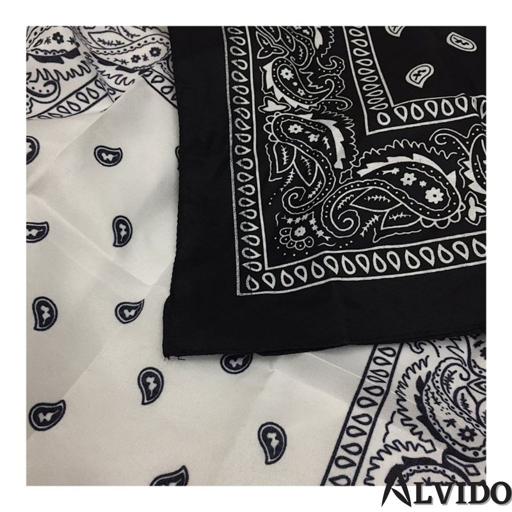 Khăn vuông bandana streetwear ALVIDO in họa tiết đơn giản nhiều màu tùy chọn