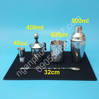 Bộ combo 6 dụng cụ inox quầy bar pha chế - shaker inox 500ml
