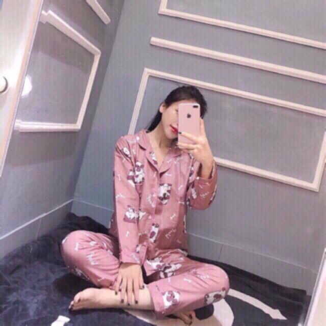 Bộ Pijama quần dài áo dài chất kate thái cực đẹp
