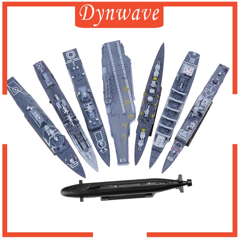 Set 8 mô hình tàu chiến 4D chưa lắp ráp tỉ lệ 1:144 trang trí nhà cửa tiện dụng