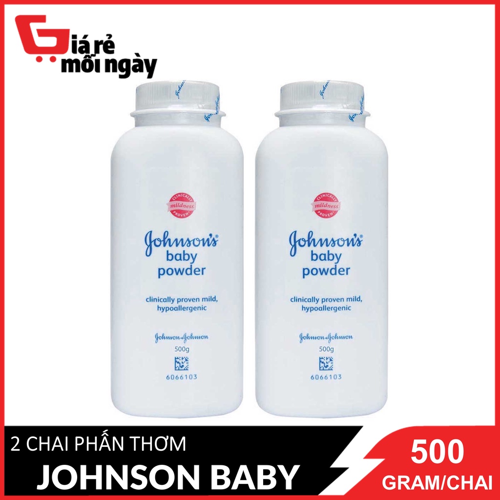 Combo 2 PHẤN THƠM Johnson Baby (Trắng) 500g / Chai x2