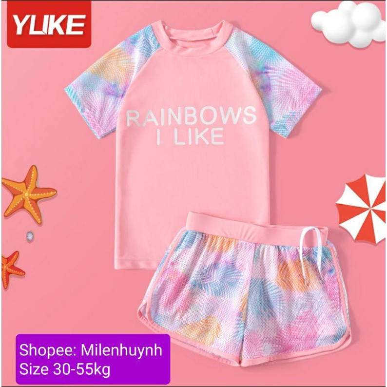 Sét đồ bơi quần rời áo rời bé gái YY5545 mẫu Rainbows I Like