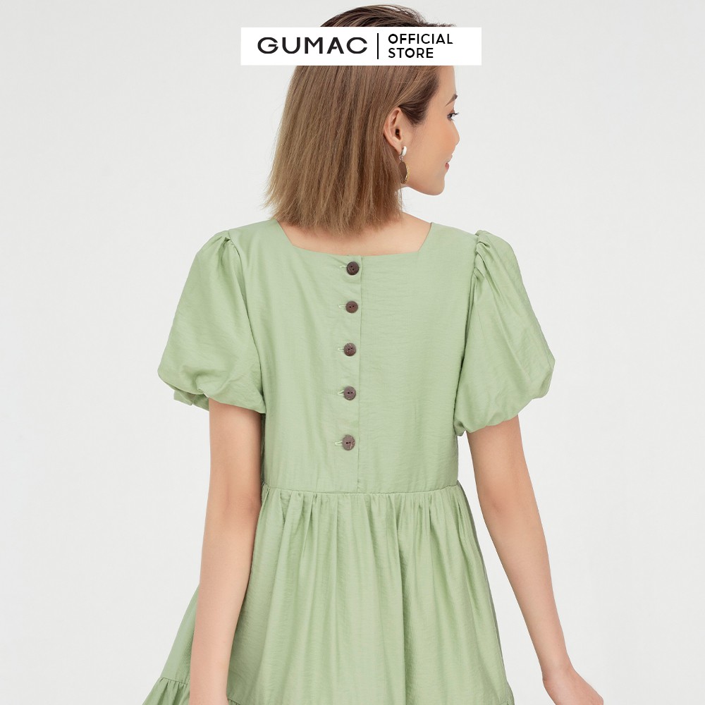 [Mã MABR07062 giảm 8% tối đa 50K đơn từ 249K] Đầm babydoll nữ cổ vuông tầng GUMAC màu xanh dễ thương DB5106 | BigBuy360 - bigbuy360.vn